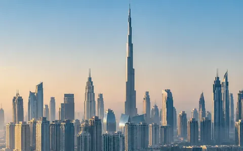 Dubai skyline with Burj Khalifa in morning light